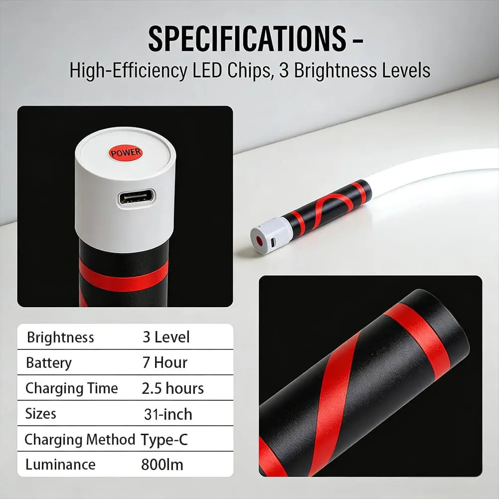 LED Flashlight Stick-šBendable LED Flashlight Stick - 31" Flexible Design, 7-Hour Long Battery Life