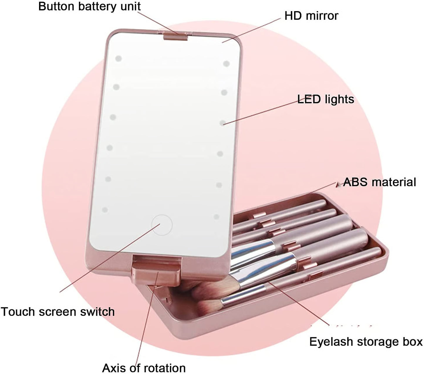 💖💖Travel Makeup Brush Set with LED light