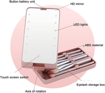 💖💖Travel Makeup Brush Set with LED light