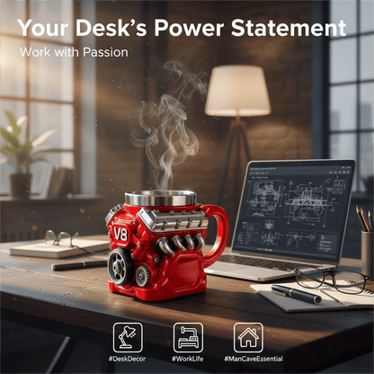 🔨✨Retro V8 Engine Coffee Mug – Realistic Design, Stainless Steel Construction