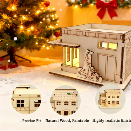 🔥LAST DAY 50% OFF- 🎄Light-Up Handmade Wooden Christmas Village Houses for Crafts