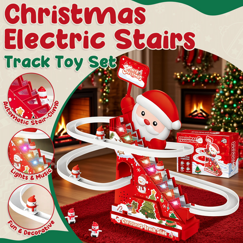 🎄✨ Christmas Electric Climbing Stairs Track Toy Set 🎁 | Fun Sliding & Assembling Toy for Kids!