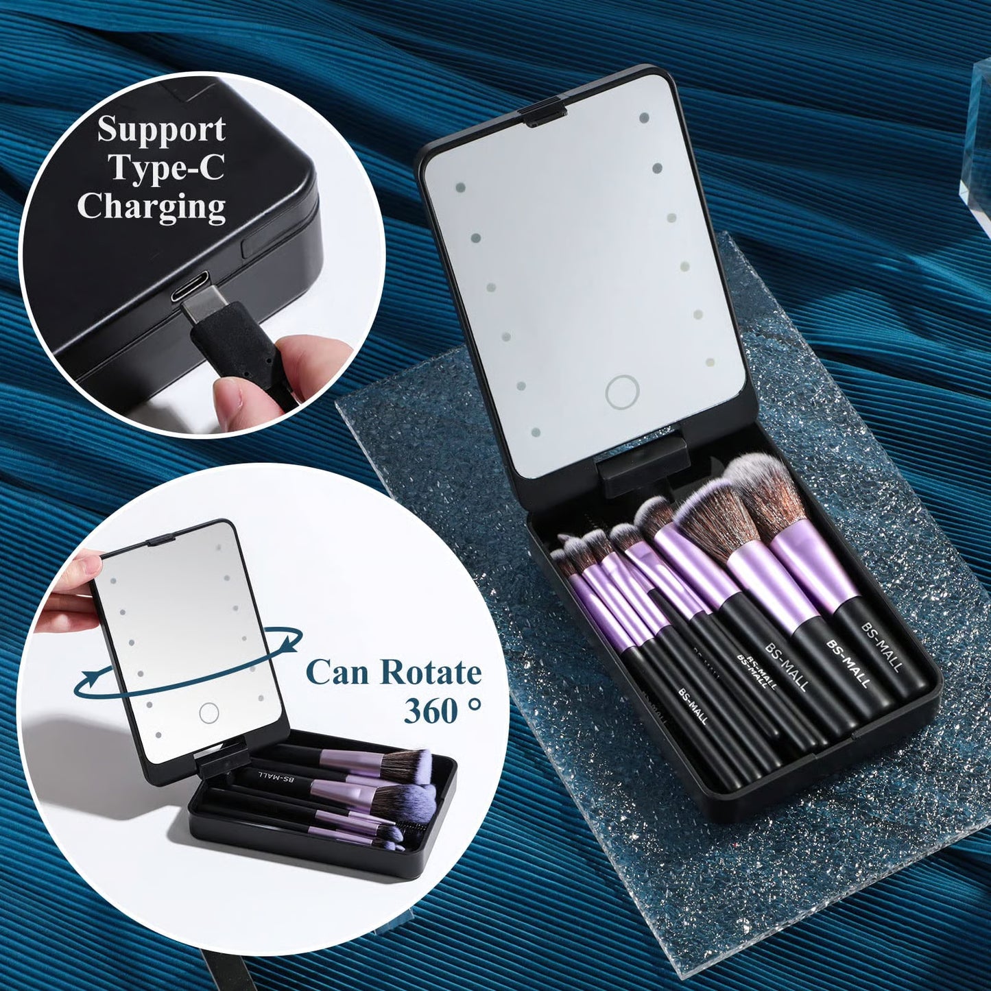 💖💖Travel Makeup Brush Set with LED light