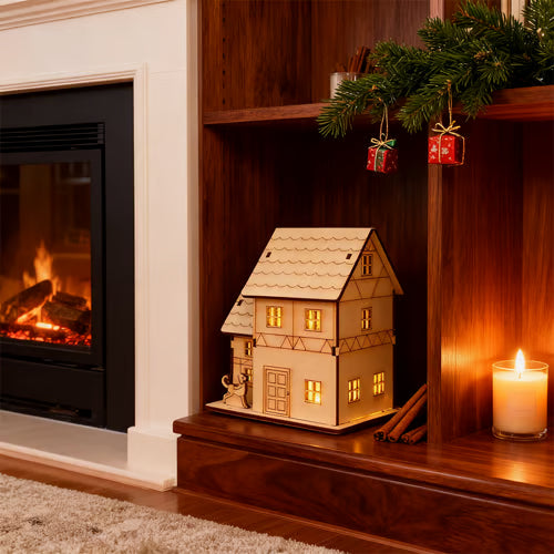 🔥LAST DAY 50% OFF- 🎄Light-Up Handmade Wooden Christmas Village Houses for Crafts