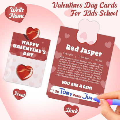 💘Valentine's Day Gem Gifts for Kids & Adults🎁 Prefilled Cards with Heart-Shaped Gemstones