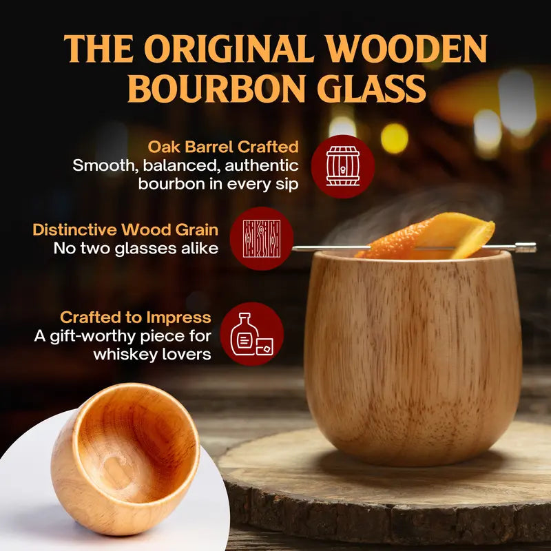 Final 3 Hours: 49%OFF🍺Handmade and Charred Drinking Vessel -Original Wooden Bourbon Drinking Glass