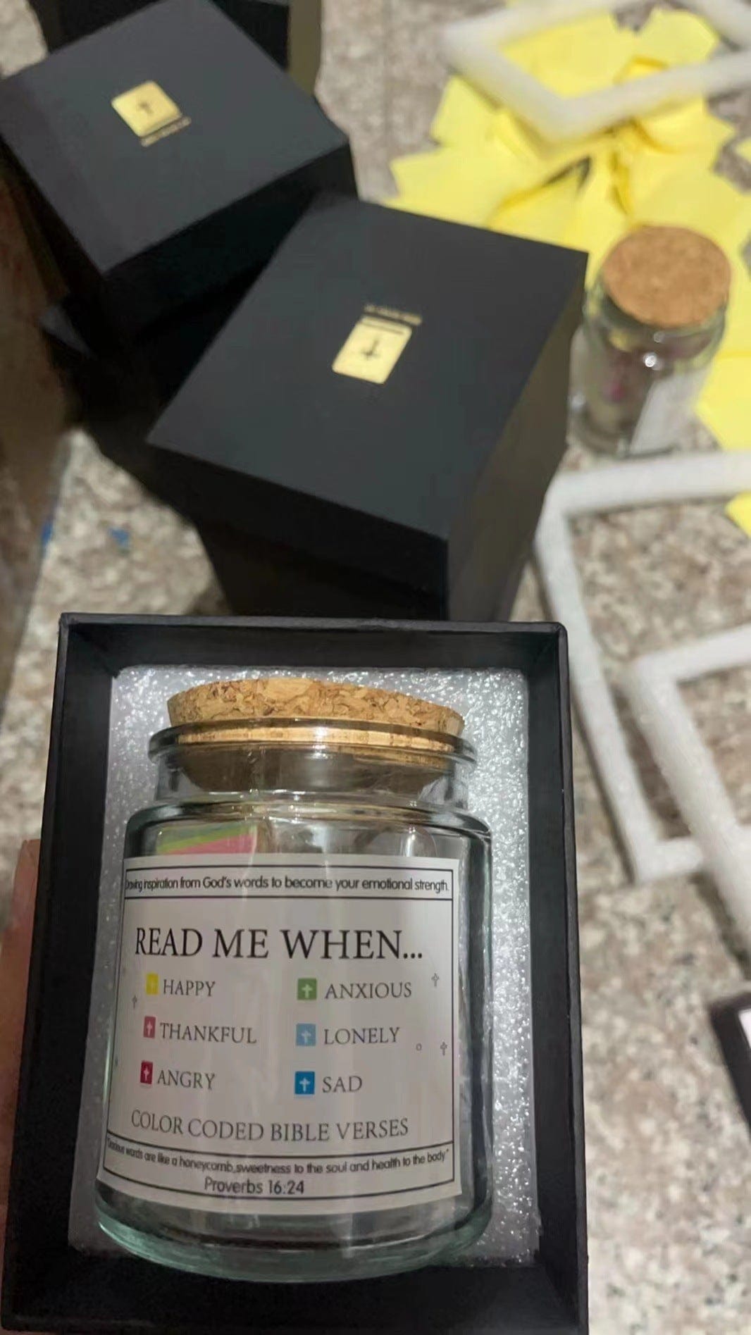 (GIFTING OFFER) Handmade 90 Day Bible Verses Jar (Free Christian Gift Box)