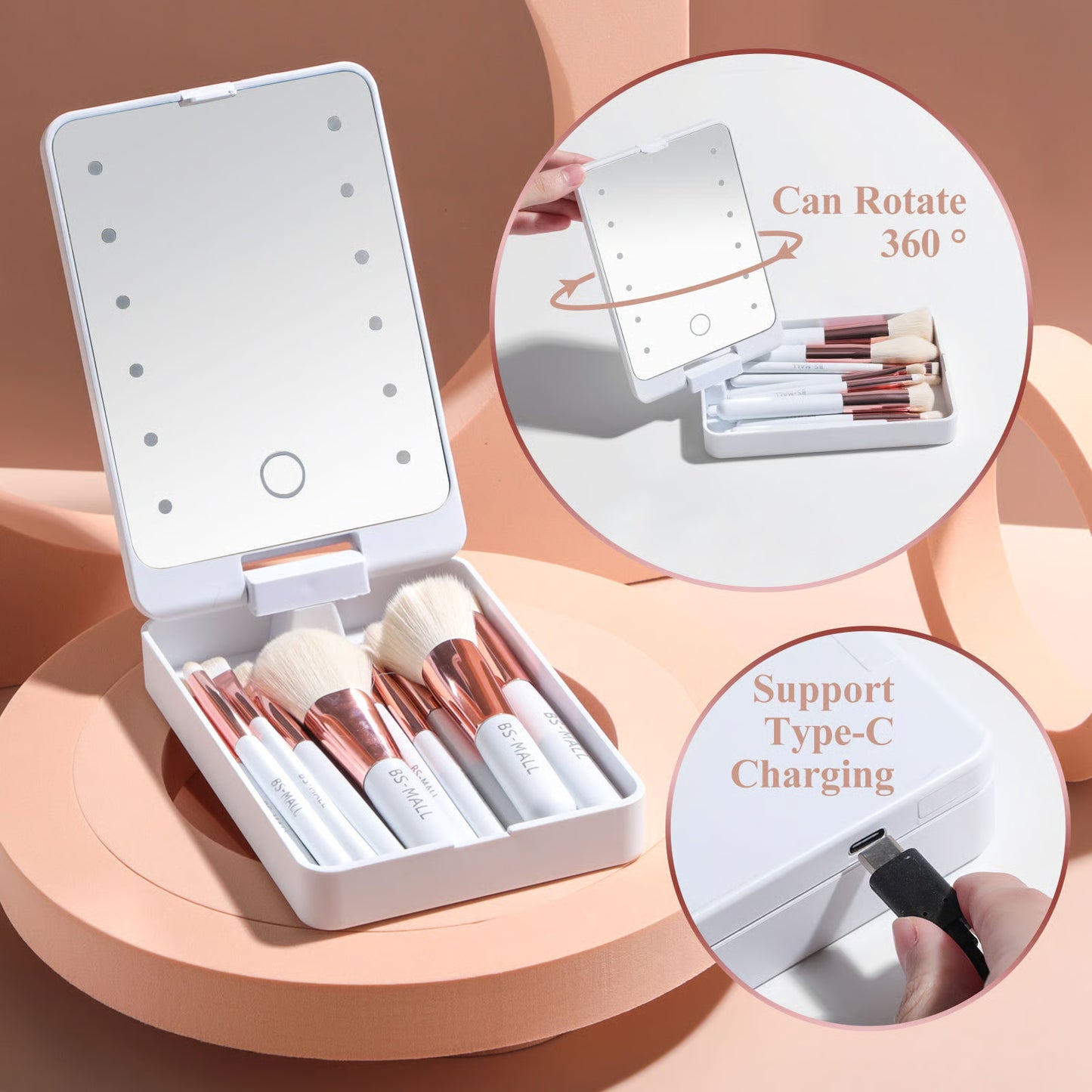 💖💖Travel Makeup Brush Set with LED light