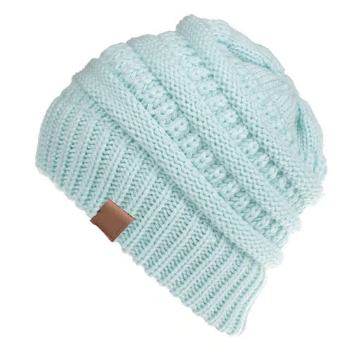 🎅Christmas Sale🎅Women's Ponytail Beanie – Chic & Cozy Cable Knit Hat for Fall and Winter, with Adjustable High Ponytail Opening