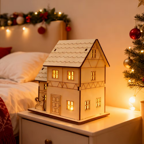 🔥LAST DAY 50% OFF- 🎄Light-Up Handmade Wooden Christmas Village Houses for Crafts