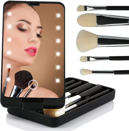 💖💖Travel Makeup Brush Set with LED light
