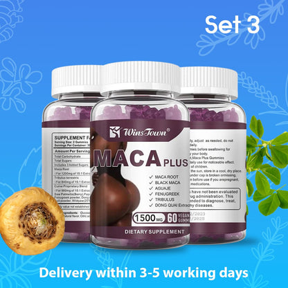🍑 Maca Plus Gummies (1500mg) | Dietary Supplement for Hips Enlargement, Butt Enhancement, and Hormonal Balance