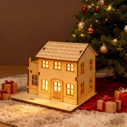 🔥LAST DAY 50% OFF- 🎄Light-Up Handmade Wooden Christmas Village Houses for Crafts