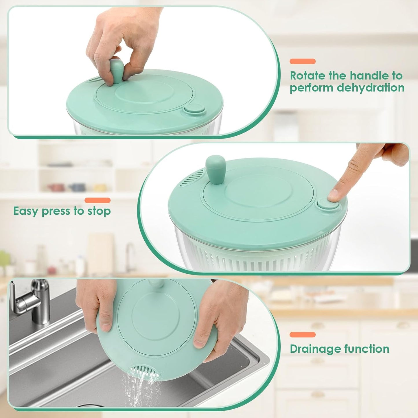 Large Capacity Multi-Function Salad Spinner