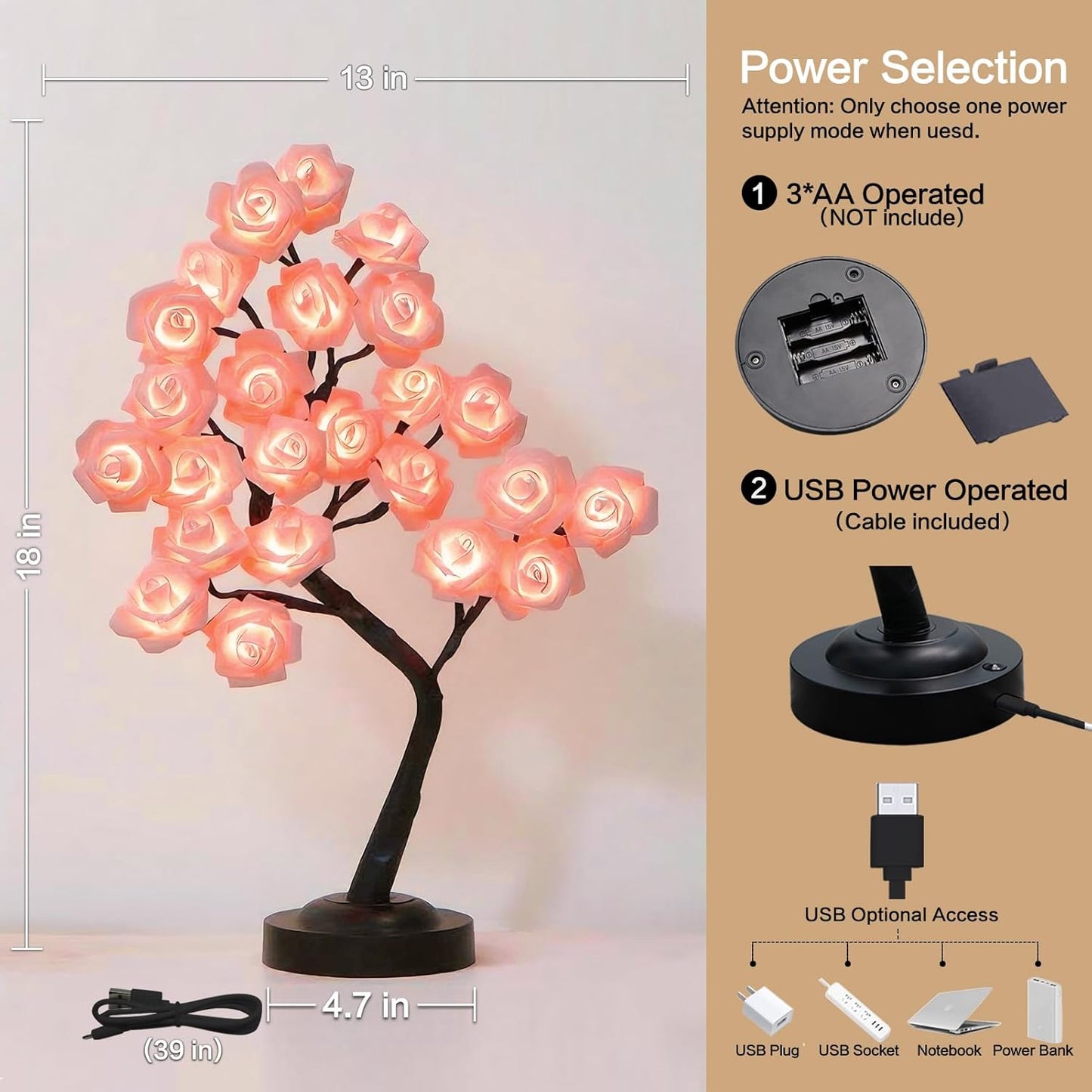 🌹Holiday Mega Sale 🎁 65% OFF ✨ Rose LED Tree Lamp – The Perfect Blooming Gift to Brighten Her Christmas!