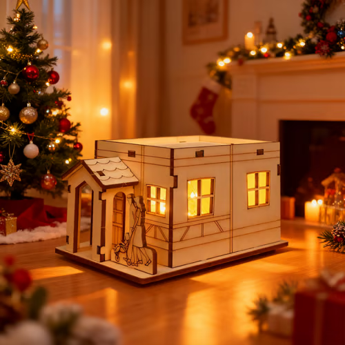 🔥LAST DAY 50% OFF- 🎄Light-Up Handmade Wooden Christmas Village Houses for Crafts