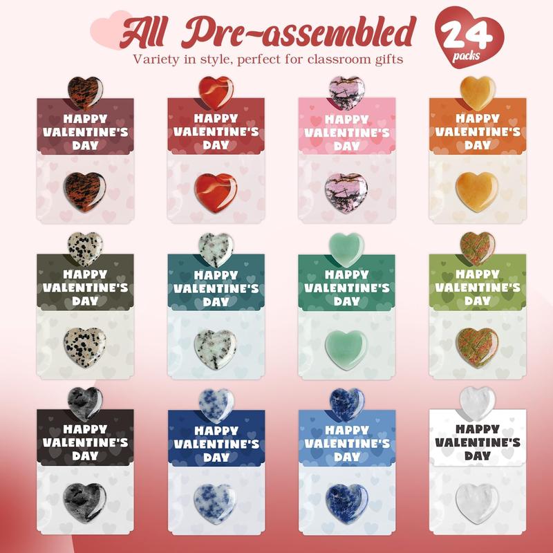 💘Valentine's Day Gem Gifts for Kids & Adults🎁 Prefilled Cards with Heart-Shaped Gemstones