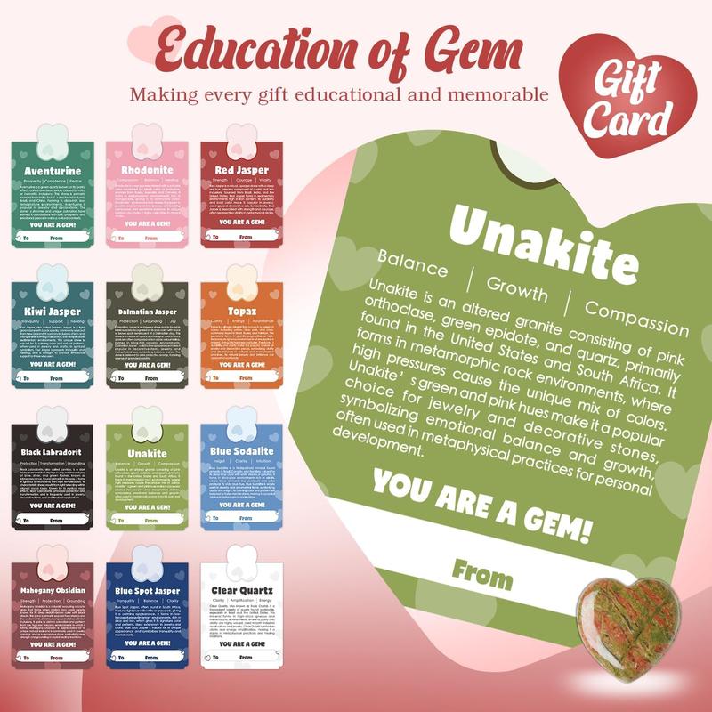 💘Valentine's Day Gem Gifts for Kids & Adults🎁 Prefilled Cards with Heart-Shaped Gemstones