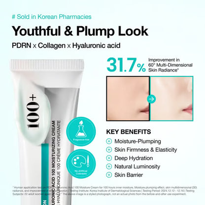 PDRN Hyaluronic Acid 100 Moisturizing Cream (60ml) | moisturizer, hydrating, glow