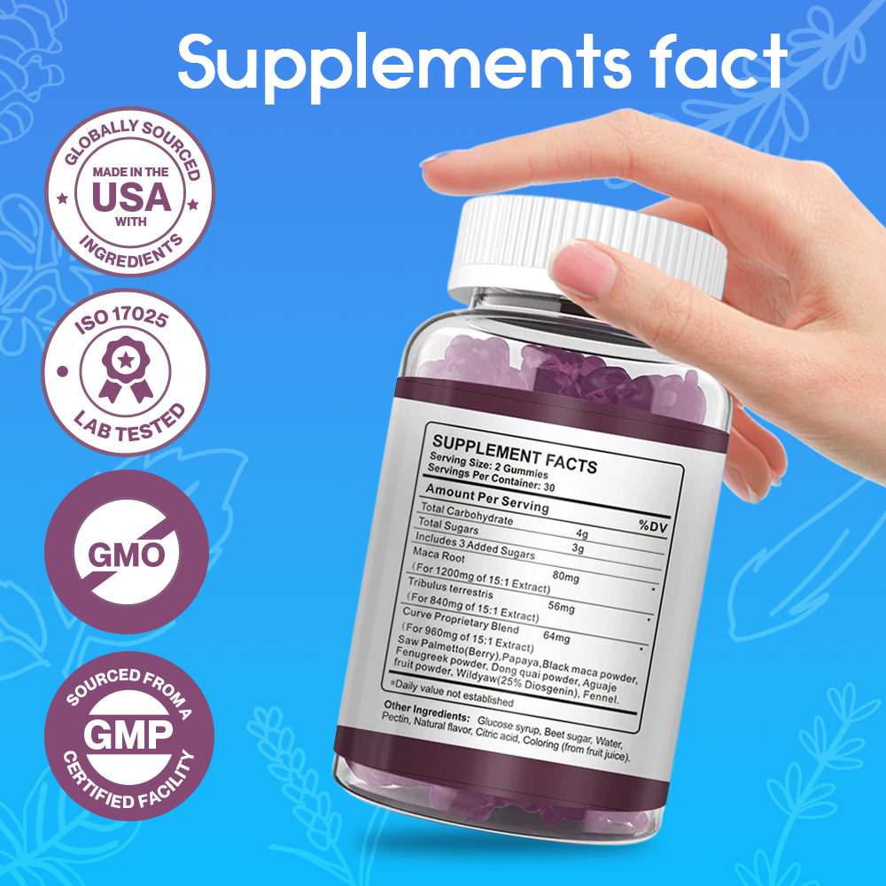 🍑 Maca Plus Gummies (1500mg) | Dietary Supplement for Hips Enlargement, Butt Enhancement, and Hormonal Balance