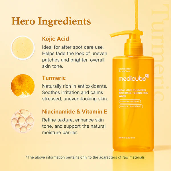 Reveal Brighter, Smoother Skin — Every Shower  Kojic Acid + Turmeric Brightening Body Wash