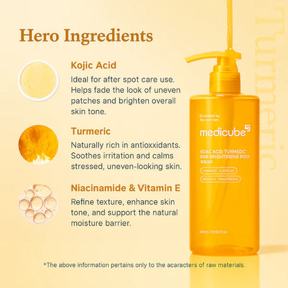 Reveal Brighter, Smoother Skin — Every Shower  Kojic Acid + Turmeric Brightening Body Wash