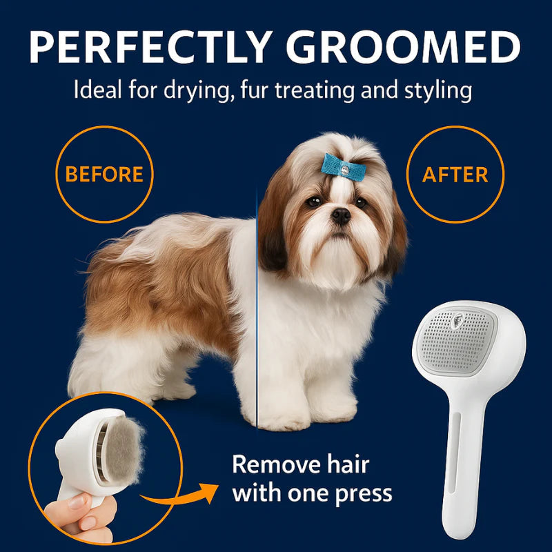 Self-Cleaning Pet Grooming Brush for Dogs & Cats