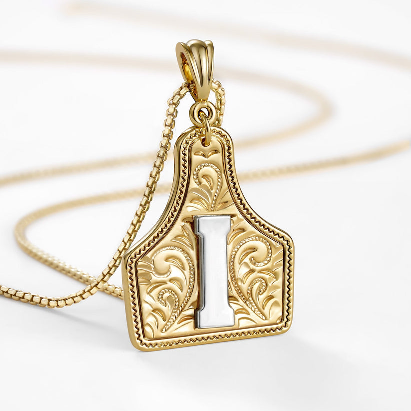 Custom Letter Pendant Cow Tag Initial Necklace 🤠
