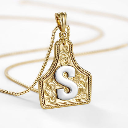 Custom Letter Pendant Cow Tag Initial Necklace 🤠