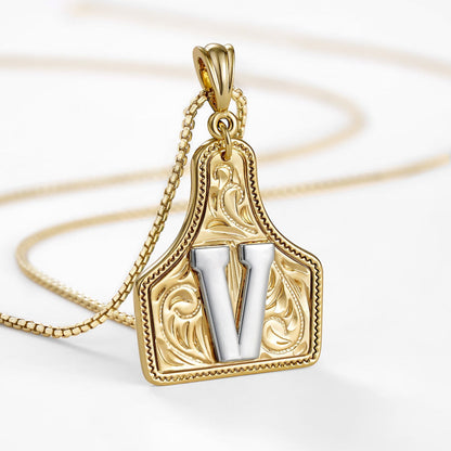 Custom Letter Pendant Cow Tag Initial Necklace 🤠