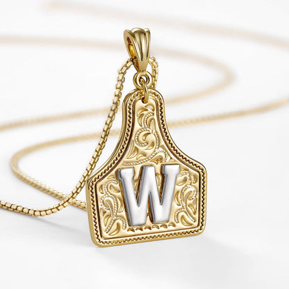 Custom Letter Pendant Cow Tag Initial Necklace 🤠