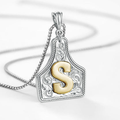 Custom Letter Pendant Cow Tag Initial Necklace 🤠