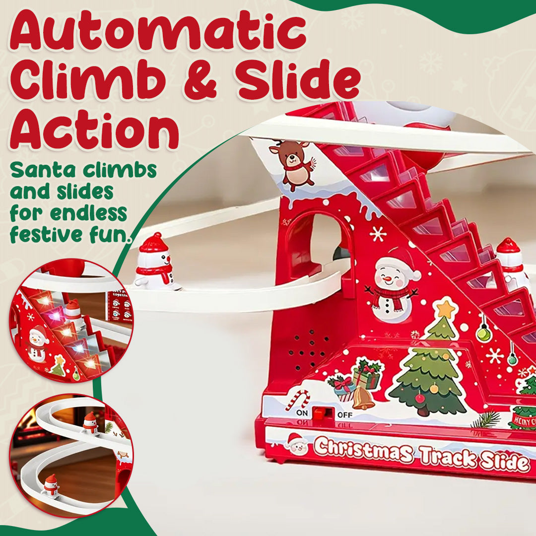 🎄✨ Christmas Electric Climbing Stairs Track Toy Set 🎁 | Fun Sliding & Assembling Toy for Kids!