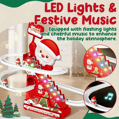 🎄✨ Christmas Electric Climbing Stairs Track Toy Set 🎁 | Fun Sliding & Assembling Toy for Kids!