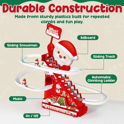 🎄✨ Christmas Electric Climbing Stairs Track Toy Set 🎁 | Fun Sliding & Assembling Toy for Kids!