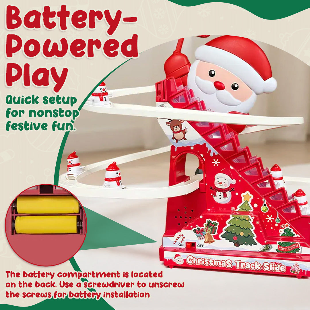 🎄✨ Christmas Electric Climbing Stairs Track Toy Set 🎁 | Fun Sliding & Assembling Toy for Kids!