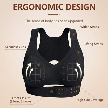 [Postural correction] Women's Beige Wireless Bra, Soft Breathable Non-removable Moulded  Cups