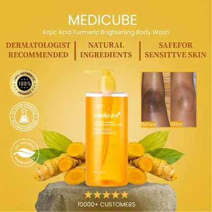Reveal Brighter, Smoother Skin — Every Shower  Kojic Acid + Turmeric Brightening Body Wash