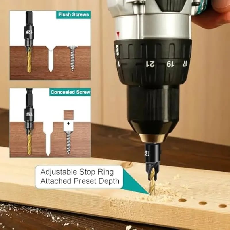 🔥Last Day 49% OFF - 🛠️5PCS Countersink Drill Bit Set – ✨Precision Drilling for Perfect Screw Holes