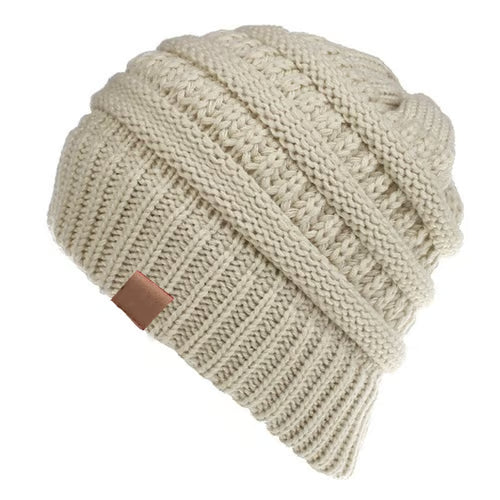 🎅Christmas Sale🎅Women's Ponytail Beanie – Chic & Cozy Cable Knit Hat for Fall and Winter, with Adjustable High Ponytail Opening