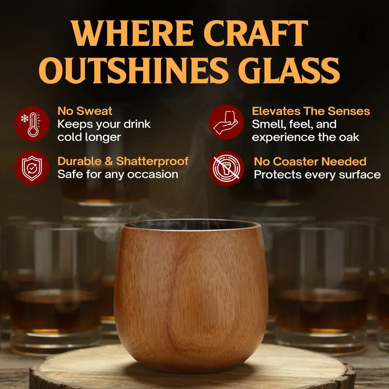 Final 3 Hours: 49%OFF🍺Handmade and Charred Drinking Vessel -Original Wooden Bourbon Drinking Glass
