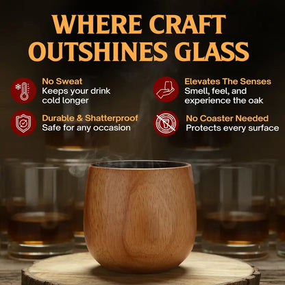 Final 3 Hours: 49%OFF🍺Handmade and Charred Drinking Vessel -Original Wooden Bourbon Drinking Glass