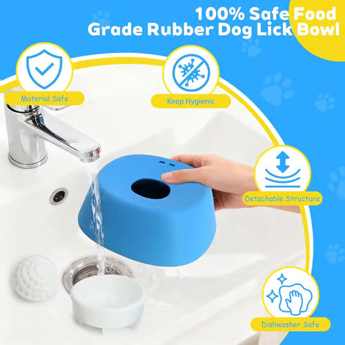 🔥Slow Feeder Dog Bowls for Liquid Treat, Anti-Slip【Entertained Ball-in】 Bone Broth Dog Lick Bowl