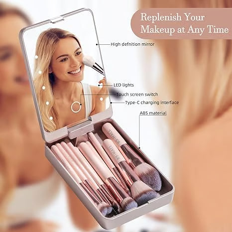 💖💖Travel Makeup Brush Set with LED light