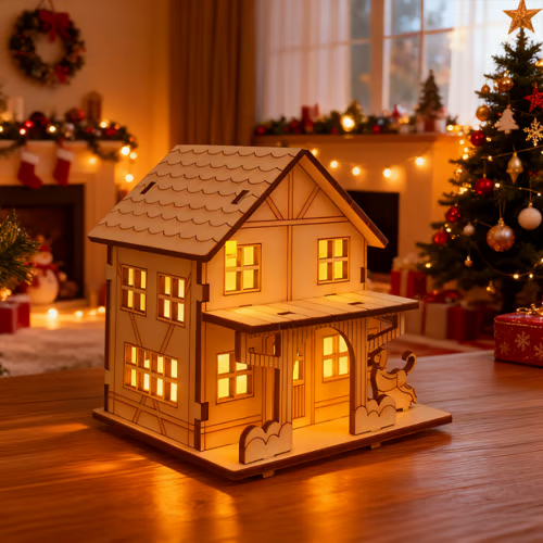 🔥LAST DAY 50% OFF- 🎄Light-Up Handmade Wooden Christmas Village Houses for Crafts