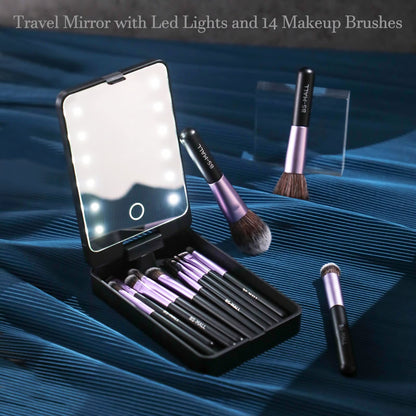 💖💖Travel Makeup Brush Set with LED light