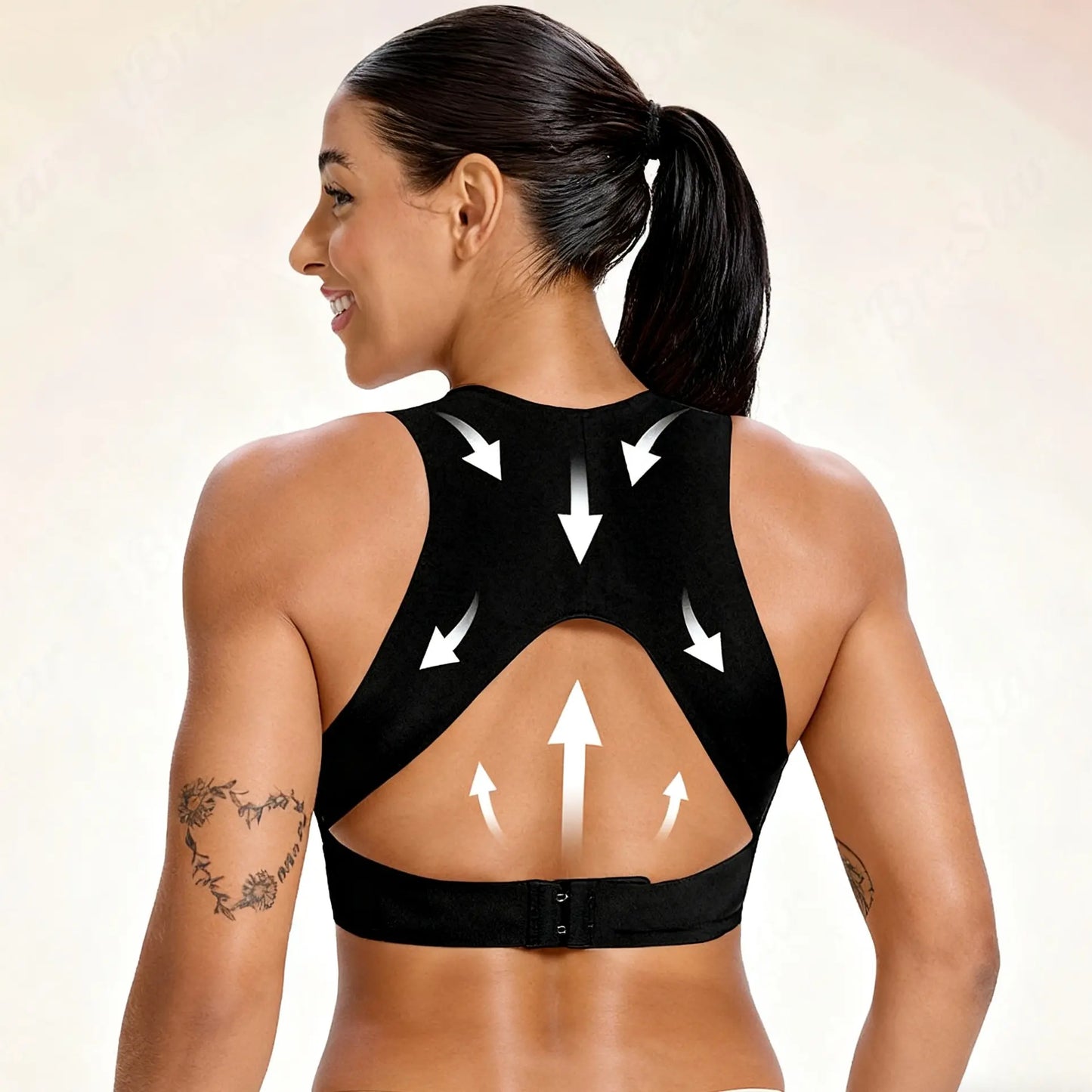 [Postural correction] Women's Beige Wireless Bra, Soft Breathable Non-removable Moulded  Cups