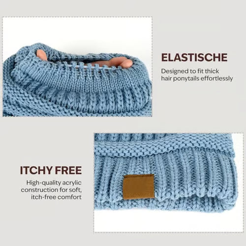 🎅Christmas Sale🎅Women's Ponytail Beanie – Chic & Cozy Cable Knit Hat for Fall and Winter, with Adjustable High Ponytail Opening