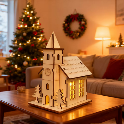 🔥LAST DAY 50% OFF- 🎄Light-Up Handmade Wooden Christmas Village Houses for Crafts