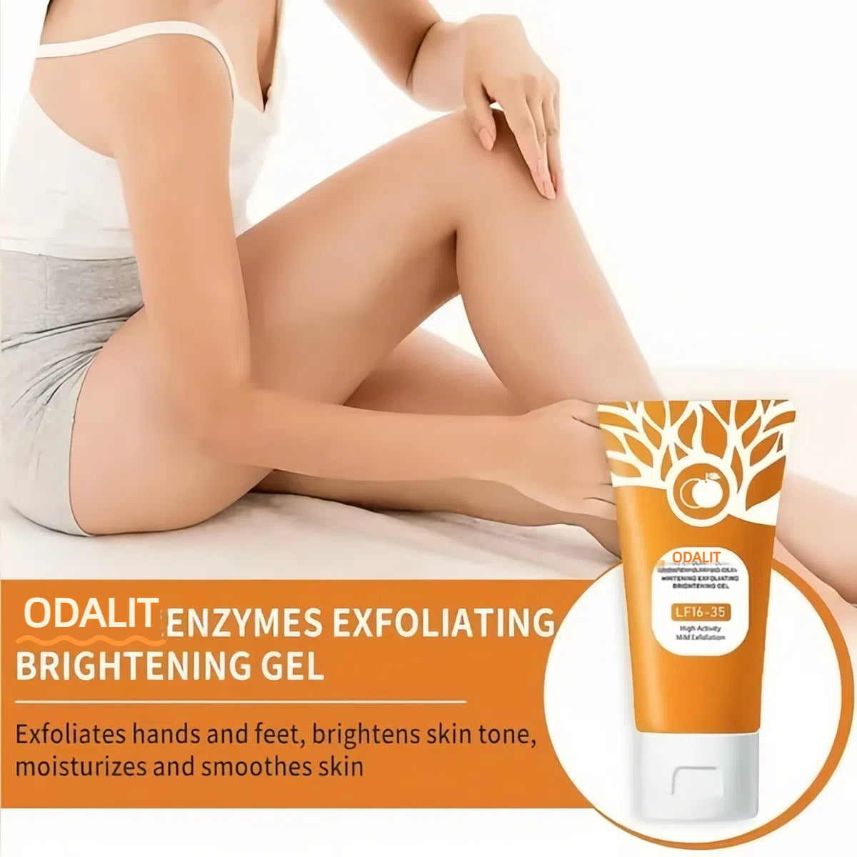 ODALIT Brightening Exfoliator Gel: Enzyme + Hyaluronic Acid | 94% Brighter Skin in 7 Days | Vegan, Sensitive-Safe